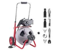 VEVOR Pulitore Tubo di Scarico da 22 m x 9,5 mm, Trivella per Scarichi con Alimentazione Automatica su Ruote, con 8 Lame e Interruttore a Pedale ad Aria Compressa per Tubi da 50 mm a 100 mm