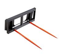 VEVOR Raccoglitrice per Balle di Fieno Capacità di Carico max. 1360kg Forca per Balle 2 Denti, Forche Chiodate Attacco per Benna con 2 Stabilizzatori 125 mm per Trattori, Minipale, Agricoltori, Campi