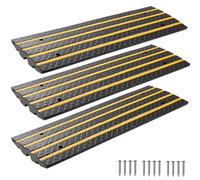 VEVOR Rampa di Carico in Gomma per Vialetto d'Accesso, Capacità di 15 T, Altezza di 66 mm e Strisce Riflettenti Gialle, Adatta per Banchine di Carico, Magazzini, Garage, Marciapiedi Confezione da 3