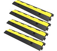 VEVOR Rampa Modulare per Condotto 2 Canale, Protezione Cavo in Gomma e PVC Carico 4.989 kg, Rampa di Protezione per Cavi in Nero Giallo da 4 Pezzi Uso in Parcheggi, Magazzini, Palchi, Scuole, Hotel