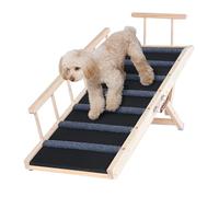 VEVOR Rampa per Cani Lunghezza 1200 mm, Rampa per Auto Pieghevole Antiscivolo per Cani Gatti Altezza Regolabile 35-70 cm, Scivolo per Animali Domestici in Legno a Casa per Auto, Scala per Gatti Cani