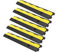 VEVOR Rampa Protezione Cavi Stradali 2 Canali Set da 5 Pezzi Nero Giallo | Passacavi Modulare in Gomma PVC Carico max 4989 kg, Impermeabile, Uso per Parcheggio, Magazzino, Officina, Garage, Hotel