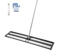 VEVOR Rastrello Livellatore per Prato con Manico Regolabile Lunghezza 2130 mm, Piastra di Base da 254 x 1219 mm, Livellatore per Terreno in Metallo Antiruggine Rastrello per Campo da Golf, Giardino