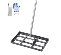 VEVOR Rastrello Livellatore per Prato, Livellatore con Manico 1980 mm, Piastra di Base 254x430 mm per Terreno in Acciaio al Carbonio Antiruggine, 5 Altezze Regolabili per Campo da Golf