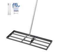 VEVOR Rastrello Livellatore per Prato, Livellatore in Acciaio al Carbonio Antiruggine con Manico da 2130 mm, Piastra di Base da 254 x 762 mm Regolabili per Campo da Golf da Giardino