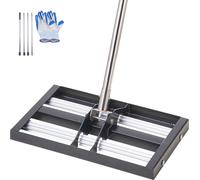 VEVOR Rastrello Livellatore per Prato con Manico Regolabile Lunghezza 1610 mm, Piastra di Base da 254 x 431 mm, Livellatore per Terreno in Metallo Antiruggine Rastrello per Campo da Golf, Giardino