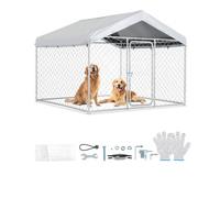 VEVOR Recinto per Cani da Esterno con Serratura di Sicurezza e Copertura Impermeabile Anti UV, Canile di Grandi Dimensioni 2x2x1,6m, Gabbia per Animali Domestici Resistente per Cani di Grande Taglia