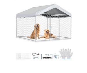 VEVOR Recinto per Cani da Esterno con Serratura di Sicurezza e Copertura Impermeabile Anti UV, Canile di Grandi Dimensioni 2x2x1,6m, Gabbia per Animali Domestici Resistente per Cani di Grande Taglia