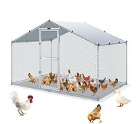 VEVOR Recinto per Galline in Metallo per Esterni 200x300x200 cm, Gabbia per Pollame Telone Impermeabile Tetto, Recinto per Galline con Doppia Porta in Rete Metallica per Oche, Anatre, Conigli, Pollame