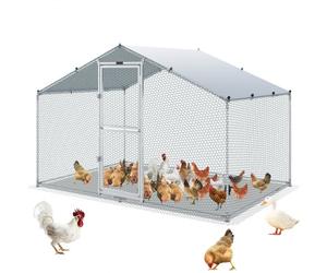 VEVOR Recinto per Galline in Metallo per Esterni 200x300x200 cm, Gabbia per Pollame Telone Impermeabile Tetto, Recinto per Galline con Doppia Porta in Rete Metallica per Oche, Anatre, Conigli, Pollame
