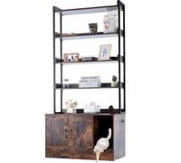 VEVOR Recinto per Lettiera per Gatti 850,1 x 490,2 x 1836,4 mm Mobiletto per Lettiera Nascosto 4 Ripiani Portaoggetti, Bagno per Gatti in Legno, Adatto alla Maggior Parte delle Lettiere, Marrone Scuro