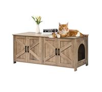 VEVOR Recinto per Lettiera 2 Gatti in Legno Mobiletto Nascosto 2 Stanze Grigio