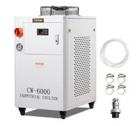VEVOR Refrigeratore d'acqua industriale, CW-6000, sistema di raffreddamento 1500 W con compressore, capacità del serbatoio dell'acqua da 15 litri, portata di 65L/min, per macchina incisione laser