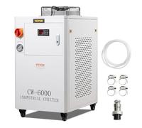 VEVOR Refrigeratore d'acqua industriale, CW-6000, sistema di raffreddamento 1500 W con compressore, capacità del serbatoio dell'acqua da 15 litri, portata di 65L/min, per macchina incisione laser