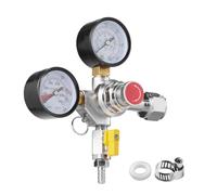 VEVOR Regolatore con Manometro per Fusto di Gas CO2 Pressione Regolabile 0-4 bar per Spillatore di Birra Fatta a Casa, Manometro con Pressione Regolabile per Valvola CGA320 di Bombola CO2 per Tubo 8mm