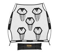 VEVOR Rete da Allenamento Portatile Rete Rimbalzo per Calcio Rugby Baseball 208 x 91 x 189 cm con 5 Tasche per Bersagli, Borsa Portaoggetti Portatile e Cinghie, Allenamento con Bersaglio, Nero