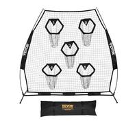 VEVOR Rete da Allenamento Portatile Rete Rimbalzo per Calcio Rugby Baseball 2265 x 1060 x 2100 mm con 5 Tasche per Bersagli, Borsa Portaoggetti Portatile e Cinghie, Allenamento con Bersaglio, Nero