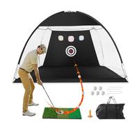 VEVOR Rete da Golf, Rete da Golf Tutto in 1, Altalena da Allenamento Golf in Casa per Interni Esterni, Rete per Colpire Golf con Bersaglio Tappetino Erboso Palle Tee Borsa per Trasporto, per Interno