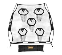 VEVOR Rete da lancio per allenatori di calcio, 1,8 x 1,8 m, rete da allenamento con 5 tasche per bersaglio, rete senza nodi con cinghie e custodia per il trasporto, migliora la precisione di lancio QB