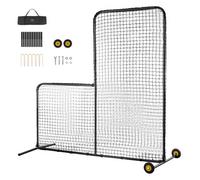 VEVOR Rete di Battuta 213x106x213 cm, Griglia di Sicurezza da Baseball Softball, Griglia da Battuta Portatile con Protezione, Borsa per Il Trasporto e Ruote, Rete da Lancio per Softball Nero