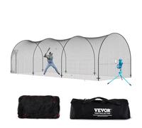 VEVOR Rete Gabbia da Baseball Telaio e Rete 12x3,6x3,6 m, Rete per Gabbia da Baseball per Allenamento di Battere e Fielding, Rete da Baseball con Borsa Trasporto per Adolescenti Adulti Cortile Nero