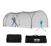 VEVOR Rete Gabbia da Baseball Telaio e Rete 6,7 x3,6x2,4m, Rete per Gabbia da Baseball per Allenamento di Battere e Fielding, Rete da Baseball con Borsa Trasporto per Adolescenti Adulti Cortile Nero