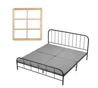 VEVOR Rete per Letto a Doghe con Copertura Spessore 38,1 mm, Base a Doghe per Letto King Size 2000x1880 mm per Letto Supporto per Materasso da 4 pezzi con Copertura in Tessuto Oxford 200D, Grigio