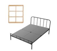 VEVOR Rete per Letto a Doghe con Copertura Spessore 38,1 mm, Base a Doghe per Letto Queen Size 2010x1480 mm per Letto Supporto per Materasso da 4 pezzi con Copertura in Tessuto Oxford 200D, Grigio