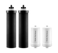 VEVOR Ricambio di Sistema Filtraggio Acqua a Gravità, Filtro Acqua Ricambio Elementi Pulizia, Filtro Sostituibile Compatibile con Maggior Marche, 2 Filtri a Carbone Attivo 2 Filtri di Defluorizzazione