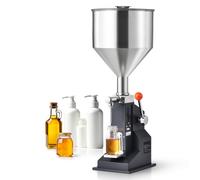 VEVOR Riempitrice Manuale Liquidi Riempitrice Manuale 5-50 ml, Riempitrice Regolabile in Acciaio Inossidabile con Tramoggia per Latte, Acqua, Succo, Olio Essenziale, Shampoo, Miele, Crema Cosmetica