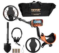 VEVOR Rilevatore per Metalli Sottoterra Bobina Diametro 25,4cm 7 Modalità di Funzione 7,2-9,6 V Lunghezza Asta Regolabile tra 104-132cm, Metal Detector per Adulti Bobina IP68 Temperatura -10℃ a 50℃