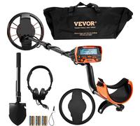 VEVOR Rilevatore per Metalli Sottoterra Bobina Diametro 25,4cm 7 Modalità di Funzione 7,2-9,6 V Lunghezza Asta Regolabile tra 104-132cm, Metal Detector per Adulti Bobina IP68 Temperatura -10℃ a 50℃