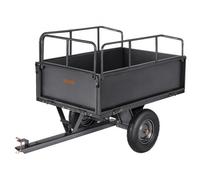 VEVOR Rimorchio da Giardino, Capacità di 272,16 kg Carrello Ribaltabile in Acciaio con Pneumatici da 40,64 cm Azionamento a Mano o a Pedale, per Impieghi Gravosi per Trattorini Tosaerba