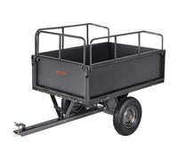 VEVOR Rimorchio da Giardino, Capacità di 272,16 kg Carrello Ribaltabile in Acciaio con Pneumatici da 40,64 cm Azionamento a Mano o a Pedale, per Impieghi Gravosi per Trattorini Tosaerba