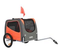 VEVOR Rimorchio Bici per Cani Pieghevole Portata max. 30 kg Passeggino per Animali Domestici con Ruote a Sgancio Rapido Telaio in Acciaio Carrello per Bici Traino Rimorchio Animali Arancione/Grigio