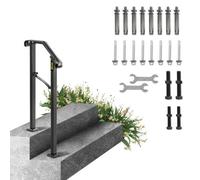 VEVOR Ringhiera Corrimano, Set Ringhiera per Scale a Arco Nero, Opaco con 1 o 2 Gradini, Ringhiera Corrimano in Ferro, Ringhiera Scale Esterne per Gradini Esterni