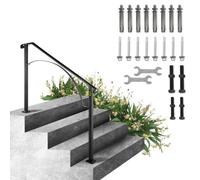 VEVOR Ringhiera Corrimano, Set Ringhiera per Scale a Arco Nero, Opaco con 3 o 4 Gradini, Ringhiera Corrimano in Ferro, Ringhiera Scale Esterne per Gradini Esterni