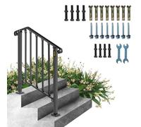 VEVOR Ringhiera Corrimano, Set Ringhiera per Scale Nero, Opaco con 2 o 3 Gradini, Ringhiera Corrimano in Ferro, Ringhiera Scale Esterne per Gradini Esterni