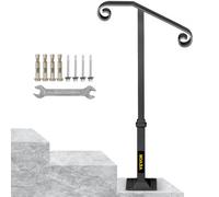 VEVOR Ringhiera Scale Ferro Battuto Corrimano a Palo Singolo a 1 o 2 Gradini per Scale Esterne Colore Grigio