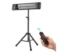 VEVOR Riscaldatore a Infrarossi 2500 W Treppiede e Telecomando da Esterno, 3 Livelli di Calore, Timer 24 Ore, Pannello di Controllo, Struttura in PP Resistente al Calore, per Patio, Cortili e Balconi