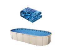 VEVOR Rivestimento per Piscina Forma Ovale per Piscina Dimensioni 12 x 24 Piedi, Rivestimento Protezione per Pareti di Piscine Fuori Terra Stile Sovrapposto, Rivestimento Piscina in Materiale Vinile