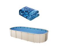 VEVOR Rivestimento per Piscina Forma Ovale per Piscina Dimensioni 15 x 30 Piedi, Rivestimento Protezione per Pareti di Piscine Fuori Terra con Ganci Unibead Altezza Parete 52 Pollici Materiale Vinile