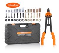 VEVOR Pinza Rivettatrice per Inserti Filettati 41 cm Kit da 13 Mandrini 186 Dadi
