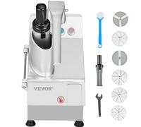 VEVOR Robot da Cucina e Tritatutto per Verdure, 2 Fori di Alimentazione, Robot da Cucina in Acciaio Inox per Uso Alimentare con 6 Lame Staccabili, Affettatrice 2 mm/4 mm Grattugia 3 mm/5 mm/7 mm/10 mm