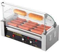 VEVOR Rouleau hot-dog, 5 Rouley, Grigliati a Macchina con Salsicce e Insolubili con Doppio Controllo della Temperatura, 12 hot-dog1000 W Macchina hot-dog con Couvercle, Autista Versa Petits Dolori