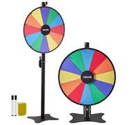 VEVOR Roulette con Supporto per Premi da 610 mm, Ruota Girevole a 12 Slot con Supporto, Altezza Regolabile, con Cancellabile a Secco e 2 Pennarelli, 6 Colori, per Feste, Pub, Fiere, Carnevale
