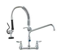 VEVOR Rubinetto Commerciale con Spruzzatore Pre-risciacquo, Altezza 530 mm Interasse 203 mm Bocca Girevole 305 mm Montaggio a Parete, Dispositivo Ottone Getto Abbassante, Lavello da 1/2/3 Scomparto