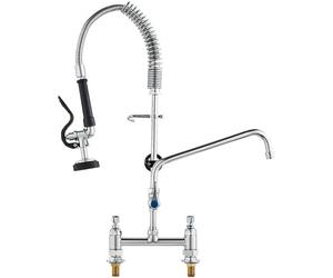 VEVOR Rubinetto Commerciale con Spruzzatore Pre-risciacquo, Altezza 660 mm Centro 203 mm Beccuccio Girevole 305 mm Montaggio su Piano, Dispositivo in Ottone con Getto Estraibile, per Lavello da Cucina