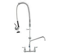 VEVOR Rubinetto Commerciale con Spruzzatore Pre-risciacquo, Altezza 915 mm Interasse 203 mm Bocca Girevole 305 mm Montaggio a Parete, Dispositivo Ottone Getto Abbassante, Lavello da 1/2/3 Scomparto