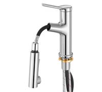 VEVOR Rubinetto Monocomando per Lavello da Cucina, Rubinetto Miscelatore con Beccuccio Estraibile per Lavello da Cucina, Miscelatore per Acqua 1 o 3 Fori per Bagno in Acciaio Inox, Bar